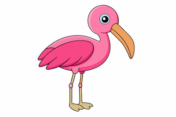 Obraz premium Kawaii Roseate Spoonbill Bird Vector Illustration Clipart on White Background