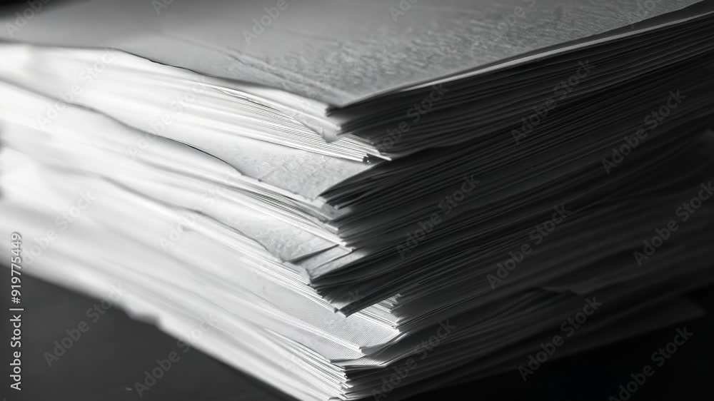 Poster a neat stack of papers in a folder, ready for organization and storage.