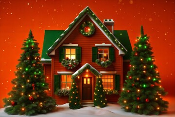 christmas tree and house