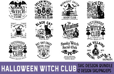 Halloween Witch Club SVG PNG Bundle