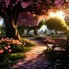 Garden Path with Flowers