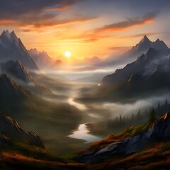 Sunrise Over Mountains