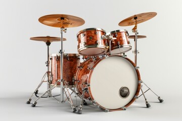 Fototapeta premium Realistic Drumset 3D Render: Illustration of Drum Set in Graphic Wire Model