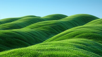 3D rendering of infinity environment concept. infinite earth land with green grass. Earth land with green grass on small green planet and blue sky background. ai generated