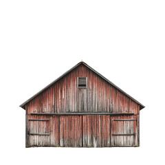 PNG Rustic red barn with weathered wood exterior located in a rural area during bright daylight