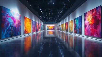 Colorful painting in art gallery
