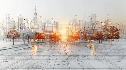 3D illustration Imagination architecture building construction perspective design,modern urban building line drawing abstract background. ai generated