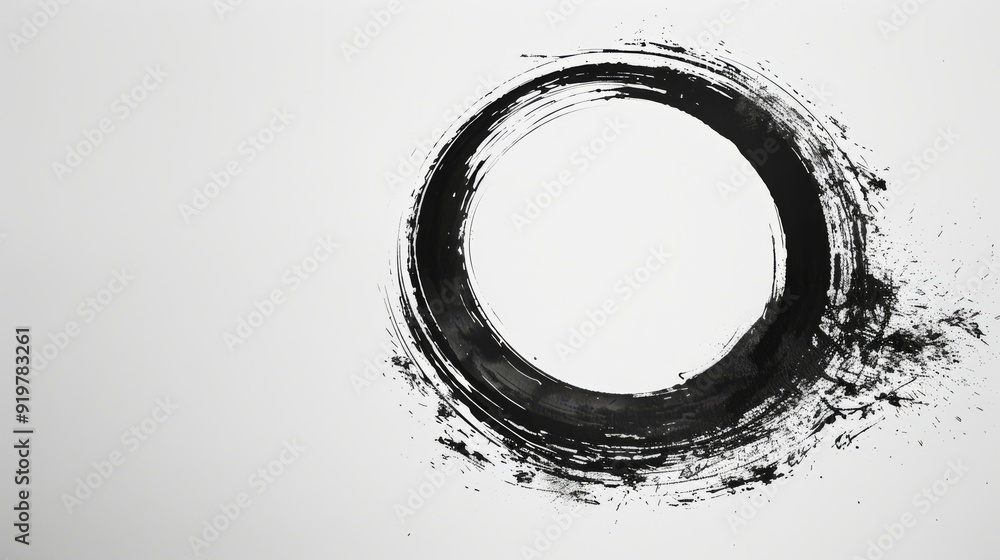 Poster a minimalist ink circle symbolizes balance and unity, ideal for various creative projects and applic