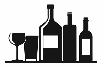beer silhouette, glass beer bottle icon symbol. beer vector illustration