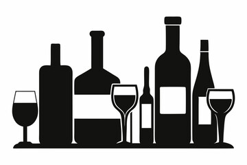 beer silhouette, glass beer bottle icon symbol. beer vector illustration