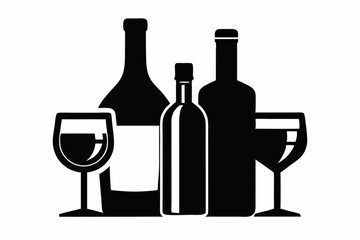 beer silhouette, glass beer bottle icon symbol. beer vector illustration