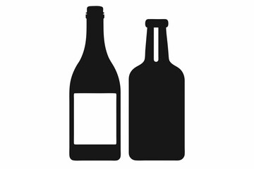 beer silhouette, glass beer bottle icon symbol. beer vector illustration
