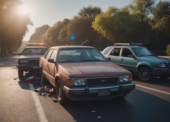 Two vehicles have collided in an incident on a quiet neighborhood street, causing concern and chaos