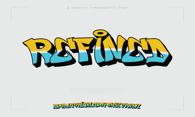 Graffiti Bubble Alphabet, Dripping gradient color paint font with uppercase letters.	