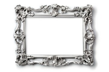 Silver Frame. Metal Grey Frame with White Background for Isolated Pictures
