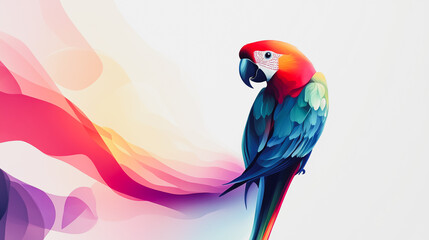 Fototapeta premium Abstract white background with pastel colorful 3D abstract background overlap layer on dark space with parrot decoration. Modern graphic design element motion style concept for banner, flyer, card