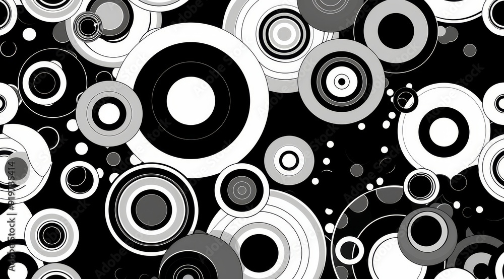 Poster a striking and captivating design featuring a fascinating array of circles in varying sizes on a dee