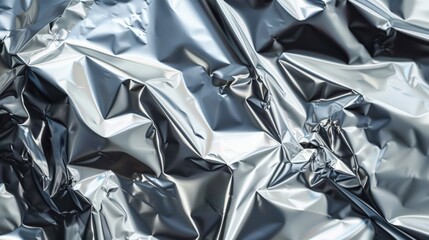 Silver Material. Crumpled Foil Texture as Abstract Shiny Background
