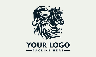 Santa Claus Wearing Sunglasses and Riding Horse Vector Logo: A Cool and Unique Twist on a Classic Holiday Icon