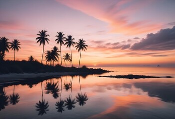 A serene ocean landscape with calm, rippling waves reflecting the warm, pastel-colored sky and bright sun in the distance