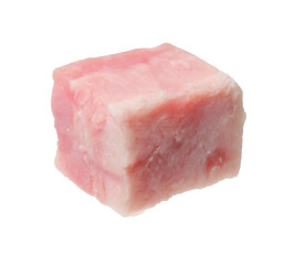 Cube of raw bacon isolated on white