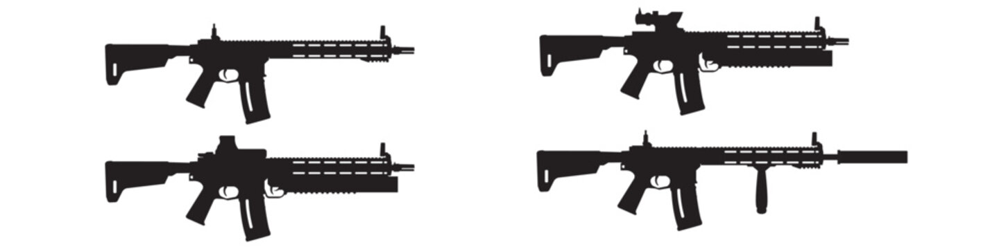 m4a assault rifle vector  silhouette collection