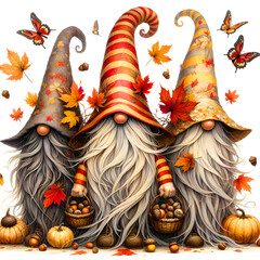 Autumn Gnome with Pumpkins and Harvest Decor
