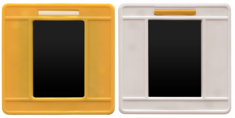 High-Resolution Close-Up of a Plastic Slide Mount (Front and Back). isolated on a transparent background.
