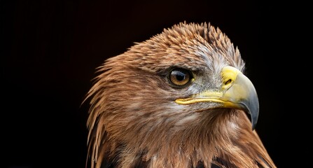 Imponente águila real sobre un fondo aislado oscuro 