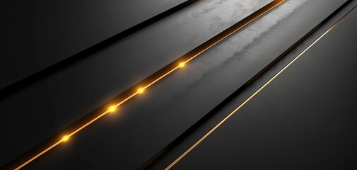 Black and gold abstract background with glowing lines.