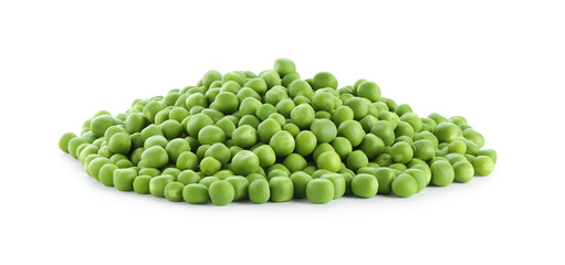 Pile of fresh green peas isolated on white