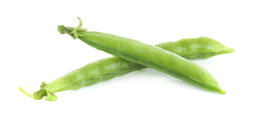 Green fresh peas and pods isolated on white