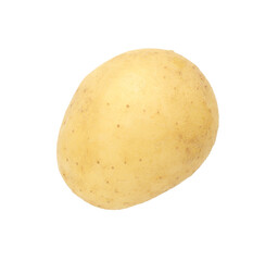 One young fresh potato isolated on white, top view