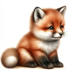 Obraz premium cute fox baby on white background 