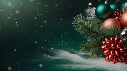 Modern Chrisn'ttmas Banner using Green & Coral Accents.