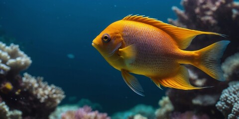 Marine exotic bright colored fish background.