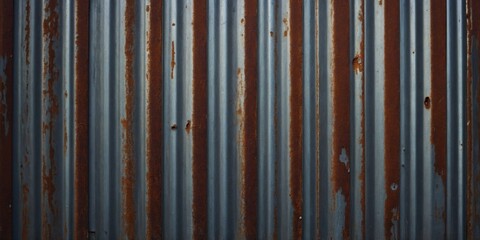 A corrugated iron wall with a rusted finish and a strong visual impact.