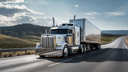 Sleek Semi-Truck on Open Highway