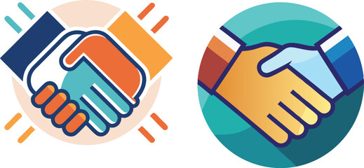 a minimalist handshake logo vector art illustration 