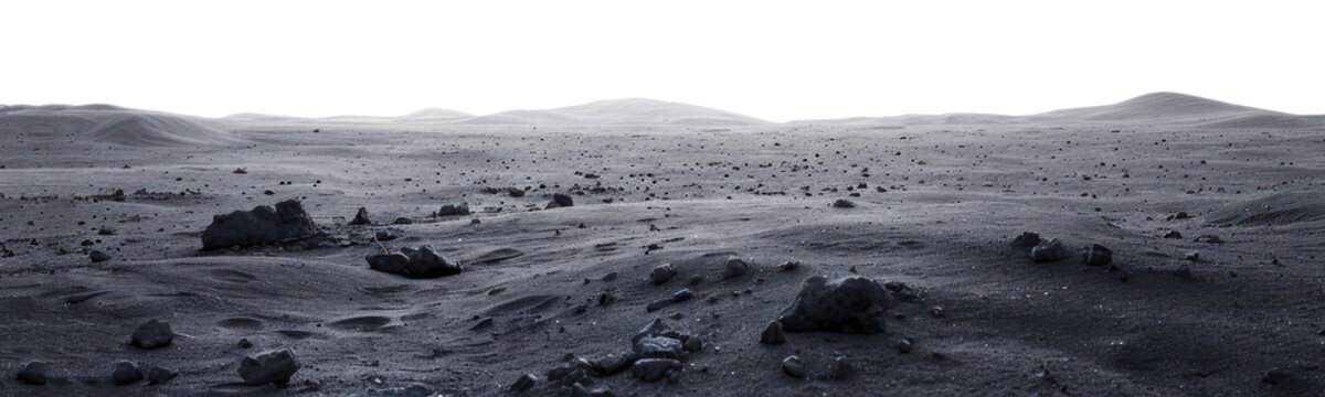 PNG Desolate lunar landscape with rocks.