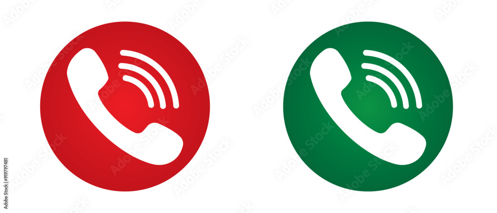 Poster phone call icon. accept and reject phone call buttons, green, red buttons vector, icon set. symbol o