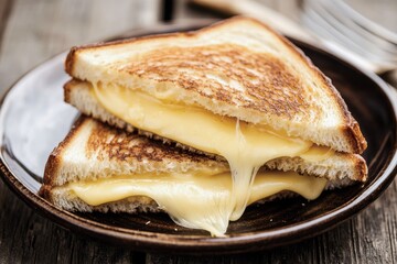 delicious melted cheese sandwich on a rustic plate