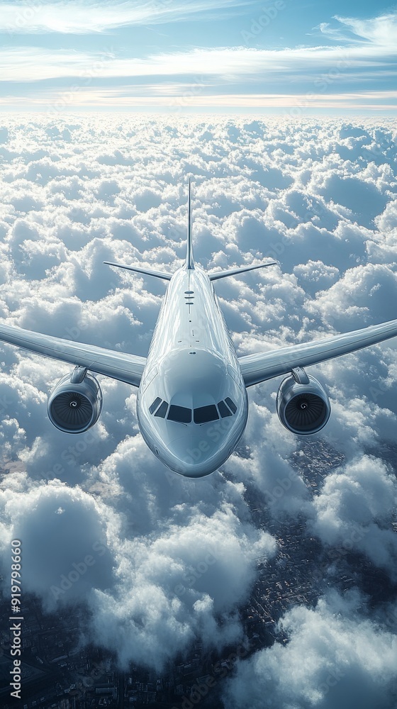 Wall mural plane flying in the clouds