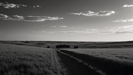 Mystical Prairie Noir Retro Film Landscape