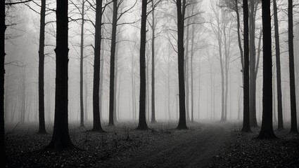 Misty Noir Moody Forest Landscape