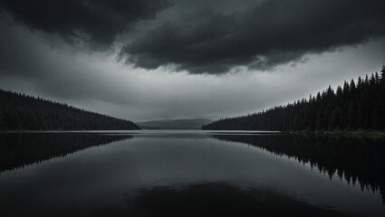 Fototapeta premium Tranquil Waters Moody Lake Reflection