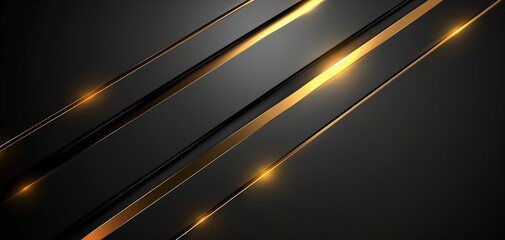 Abstract black and gold diagonal stripes background with glowing effect.