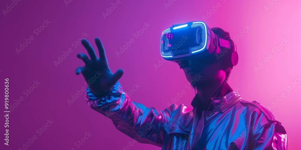 Poster immerse yourself in the dynamic world of virtual reality with stateoftheart goggles for optimal perf