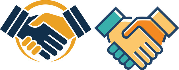a minimalist handshake logo vector art illustration 