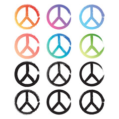 Brush Stroke Peace Sign Set Vector Design.